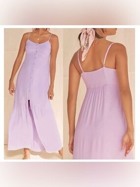Forever 21 Lavender Button-Front Maxi Dress